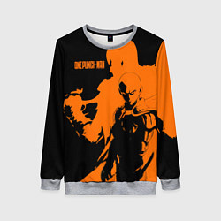 Свитшот женский Сайтама образ в силуэте One Punch-Man, цвет: 3D-меланж