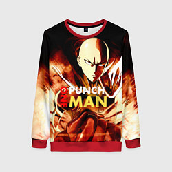 Свитшот женский Огненный Сайтама One Punch-Man, цвет: 3D-красный