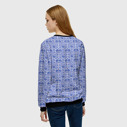Женский свитшот Русские узоры Гжель / 3D-Черный – фото 4