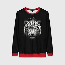 Свитшот женский Черно-Белый Тигр Head, цвет: 3D-красный