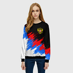 Свитшот женский РОССИЯ, БРЫЗГИ КРАСОК, ТРИКОЛОР, цвет: 3D-черный — фото 2