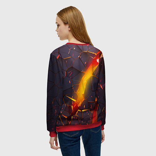 Женский свитшот ТРЕХМЕРНЫЕ ИСКРЫ 3D ПЛИТЫ 3D ИСКРЫ / 3D-Красный – фото 4