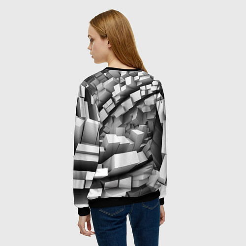 Женский свитшот Геометрическая объёмная абстракция / 3D-Черный – фото 4