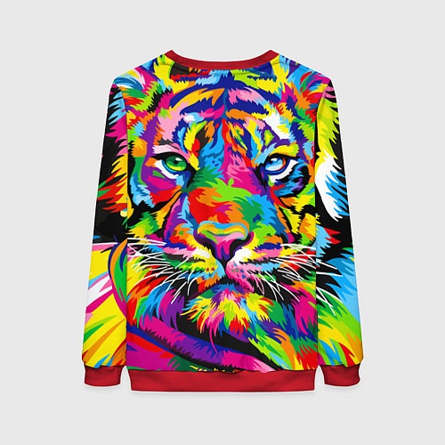 Женский свитшот Тигр в стиле поп-арт / 3D-Красный – фото 2