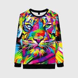 Свитшот женский Тигр в стиле поп-арт, цвет: 3D-черный