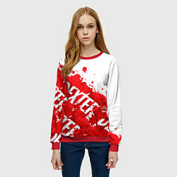 Свитшот женский Декстер, пятна крови, цвет: 3D-красный — фото 2