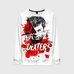 Свитшот женский Декстер Морган портрет, цвет: 3D-белый
