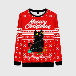 Свитшот женский MEOW CHRISTMAS, цвет: 3D-черный