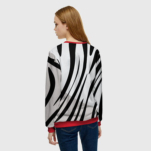 Женский свитшот Забавный Белый тигр / 3D-Красный – фото 4