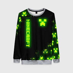 Свитшот женский MINECRAFT NEON LOGO CREEPER, цвет: 3D-меланж