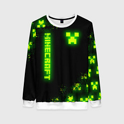 Свитшот женский MINECRAFT NEON LOGO CREEPER, цвет: 3D-белый