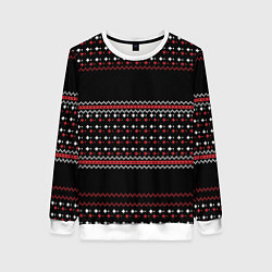 Свитшот женский НОВОГОДНИЙ ПАТТЕРН SWEATER, цвет: 3D-белый