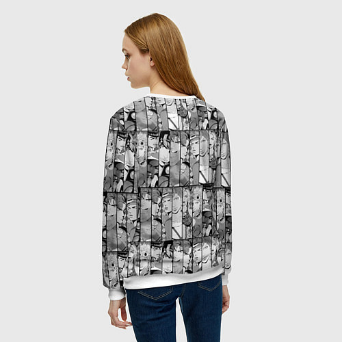 Женский свитшот JOJOS BIZARRE ADVENTURE ЧЁРНО БЕЛОЕ / 3D-Белый – фото 4