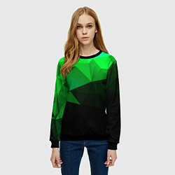Свитшот женский Изумрудный Зеленый Геометрия, цвет: 3D-черный — фото 2