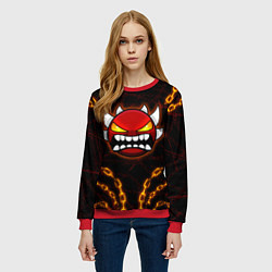 Свитшот женский Geometry Dash: Fire Chains, цвет: 3D-красный — фото 2