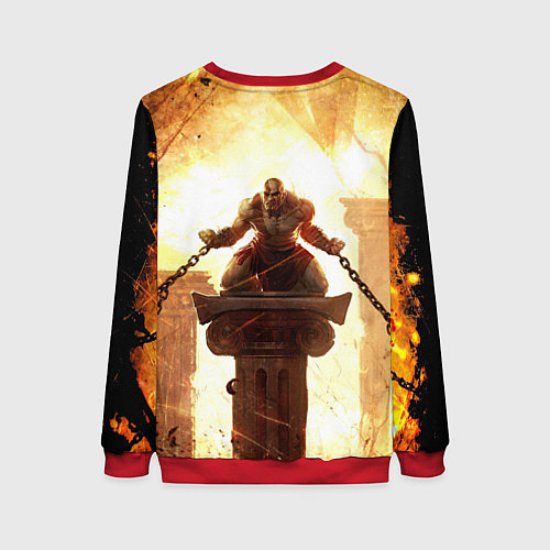 Женский свитшот GOD OF WAR КРАТОС В ЦЕПЯХ / 3D-Красный – фото 2