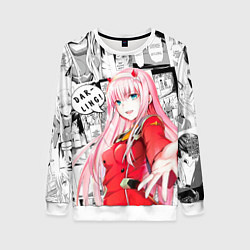 Свитшот женский Zero Two Зеро ту на манге фрейм, цвет: 3D-белый