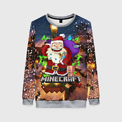 Свитшот женский НОВОГОДНЯЯ ЁЛКА В МАЙНКРАФТ SANTA CLAUS, цвет: 3D-меланж