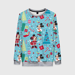 Свитшот женский Mickey and Minnie pattern, цвет: 3D-меланж