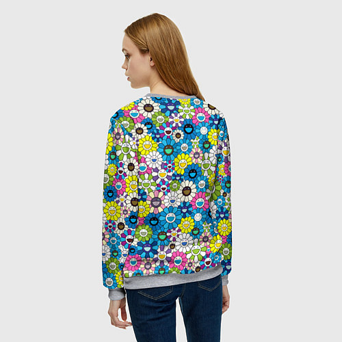 Женский свитшот Takashi Murakami Улыбающиеся цветы / 3D-Меланж – фото 4