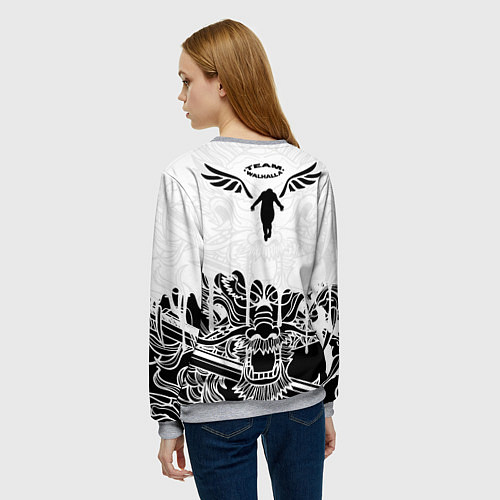 Женский свитшот WALHALLA TEAM НА СПИНЕ БЕЛЫЙ ДРАКОН / 3D-Меланж – фото 4