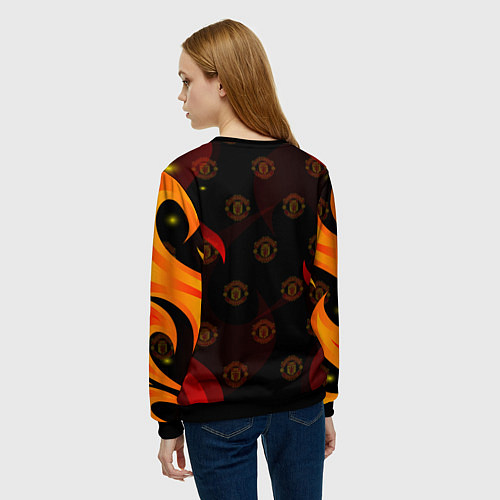 Женский свитшот MANCHESTER UNITED FIRE STYLE SPORT ПЛАМЯ / 3D-Черный – фото 4