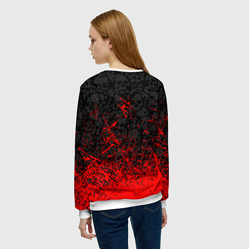 Женский свитшот CANNIBAL CORPSE, БРЫЗГИ КРАСОК ЧЕРЕПА / 3D-Белый – фото 4