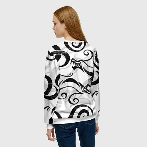 Женский свитшот ТОКИЙСКИЕ МСТИТЕЛИ ТАТУ ДРАКЕНА, ЧЁРНЫЙ ДРАКОН / 3D-Белый – фото 4