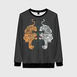 Свитшот женский Два тигра, цвет: 3D-черный