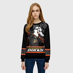 Свитшот женский Анахайм Дакс, Anaheim Ducks, цвет: 3D-черный — фото 2
