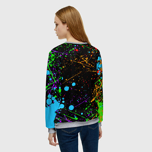 Женский свитшот Geometry Dash: Splashes of Paint / 3D-Меланж – фото 4