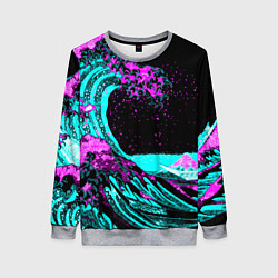 Свитшот женский НЕОНОВАЯ ЯПОНИЯ, ВОЛНА, ФУДЗИЯМА NEON JAPAN, цвет: 3D-меланж