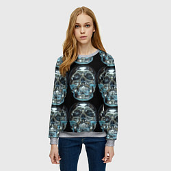 Свитшот женский Skulls pattern 2028, цвет: 3D-меланж — фото 2