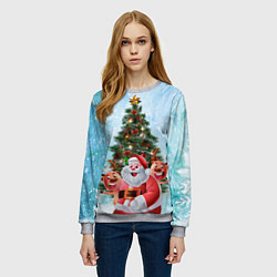 Свитшот женский Санта и олени, цвет: 3D-меланж — фото 2