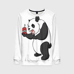 Свитшот женский Взрывная панда, цвет: 3D-белый