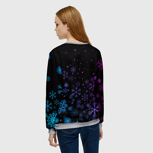 Женский свитшот Новогодние снежинки Градиент / 3D-Меланж – фото 4