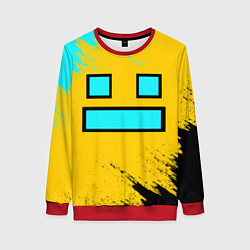 Свитшот женский GEOMETRY DASH SMILE БРЫЗГИ КРАСОК, цвет: 3D-красный