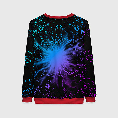 Женский свитшот Geometry Dash - Грозовой смайл / 3D-Красный – фото 2