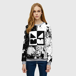Свитшот женский GEOMETRY DASH BLACK & WHITE SMILE, цвет: 3D-меланж — фото 2