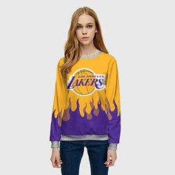 Свитшот женский LA LAKERS NBA FIRE ЛЕЙКЕРС ОГОНЬ, цвет: 3D-меланж — фото 2