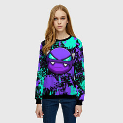 Свитшот женский GEOMETRY DASH NEON DEMON LEVELS, НЕОНОВЫЕ БРЫЗГИ К, цвет: 3D-черный — фото 2
