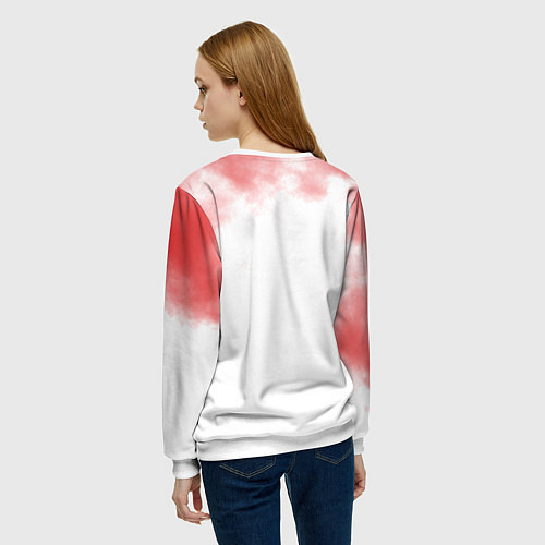 Женский свитшот Сайтама красный дым One Punch-Man / 3D-Белый – фото 4