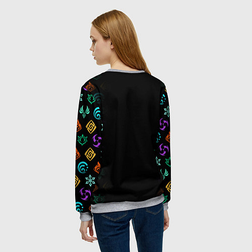 Женский свитшот МАСКА СЯО, GENSHIN IMPACT, СИМВОЛЫ / 3D-Меланж – фото 4