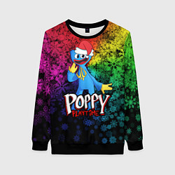 Свитшот женский POPPY PLAYTIME НОВОГОДНИЙ ПОППИ ПЛЕЙТАЙМ, цвет: 3D-черный
