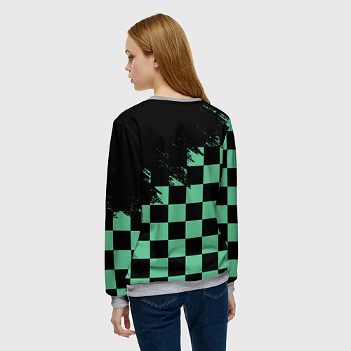 Женский свитшот TANJIRO KAMAD, КЛИНОК РАССЕКАЮЩИЙ ДЕМОНОВ / 3D-Меланж – фото 4