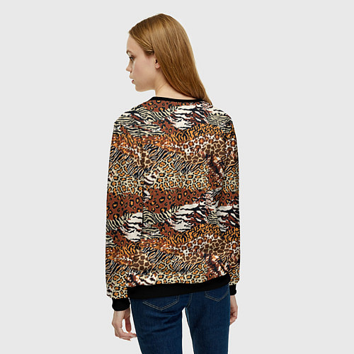 Женский свитшот Шкуры Диких Животных / 3D-Черный – фото 4