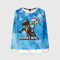 Свитшот женский НОВЫЙ ГОД В МАЙНКРАФТ, СНЕЖИНКИ, 2022, цвет: 3D-белый