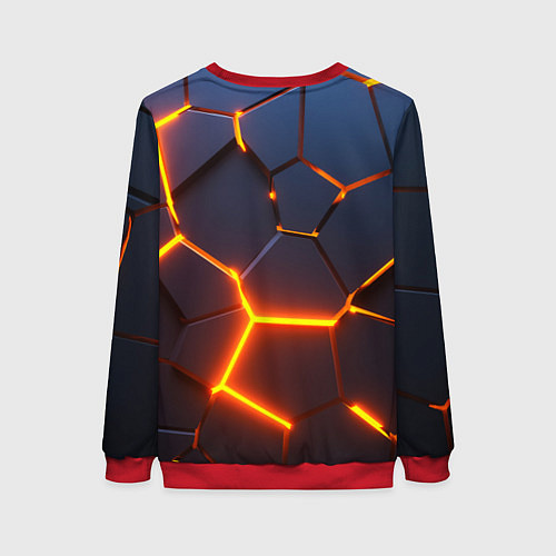 Женский свитшот ОГНЕННЫЙ КРИПЕР 3D ПЛИТЫ FIRE CREEPER / 3D-Красный – фото 2