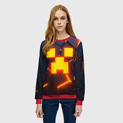 Свитшот женский ОГНЕННЫЙ КРИПЕР 3D ПЛИТЫ FIRE CREEPER, цвет: 3D-красный — фото 2