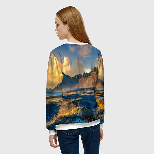 Женский свитшот Красивый горный пейзаж / 3D-Белый – фото 4